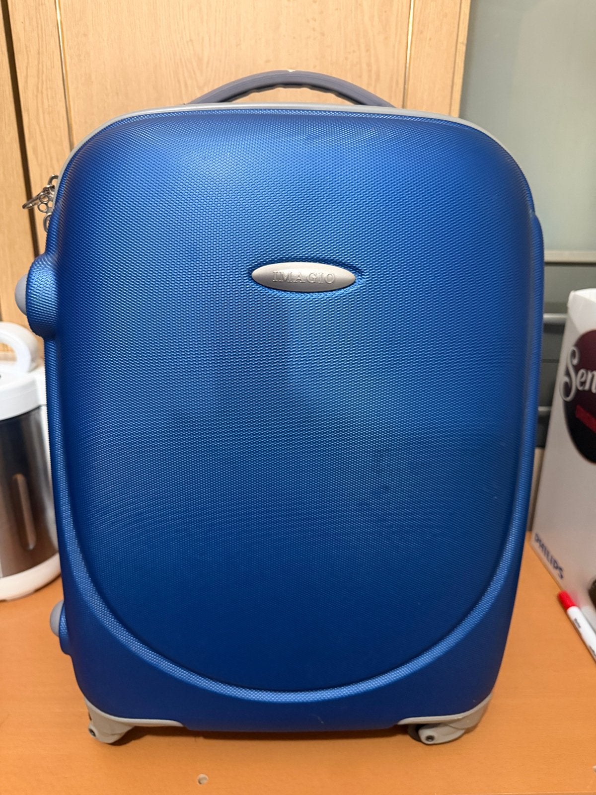 Koffer met uittrekbare handvat blauw, Ophalen, 50 tot 60 cm, Hard kunststof, 45 tot 55 cm