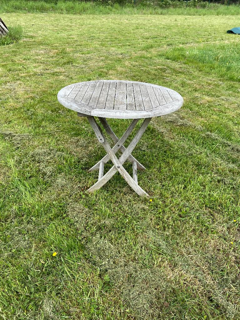 Kleine ronde tuintafel teak, Tuin en Terras, Ophalen, Gebruikt, Rond, Hout