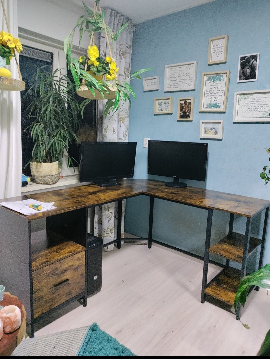 Donker tweepersoonsbureau, Huis en Inrichting, Bureaus, Ophalen
