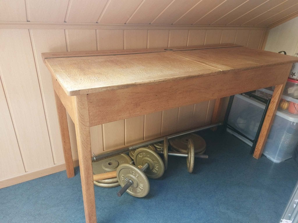 Oude houten schoolbank, Huis en Inrichting, Ophalen, Opbergruimte, Gebruikt, Hout