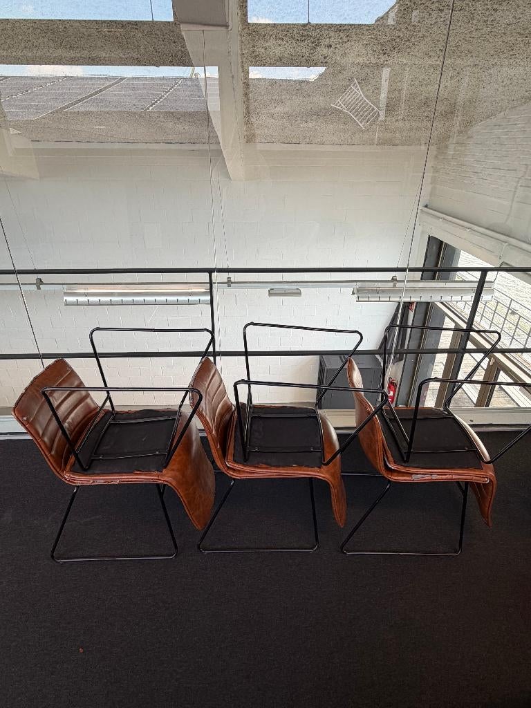 Gratis stoelen - 6 stuks, Ophalen, Gebruikt, Bruin, Leer