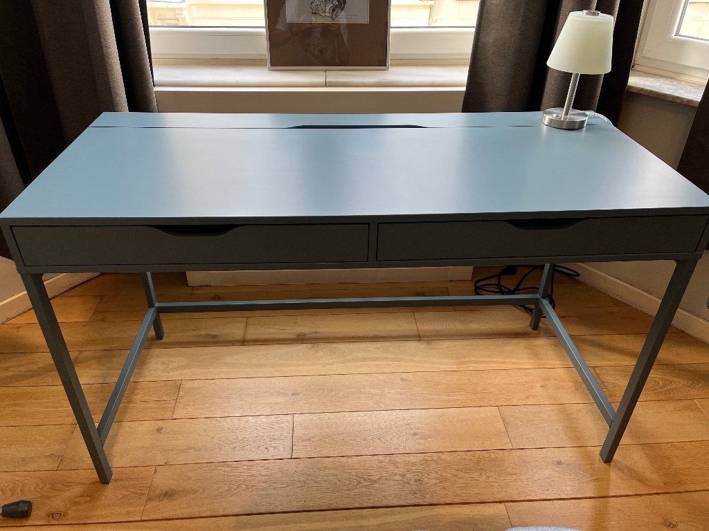 Bureau bleu gris IKEA - ALEX, Avec tiroirs, 132 cm, Bleu, Comme neuf