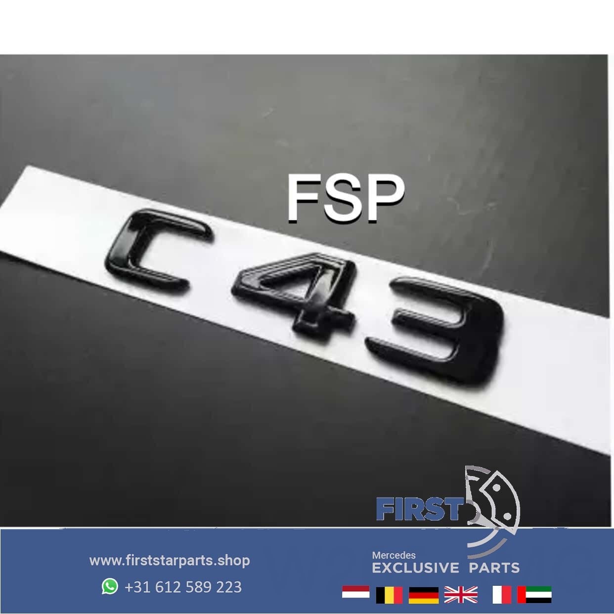 W205 C43 LOGO Mercedes C Klasse 2014-2022 AMG ZWART kofferba