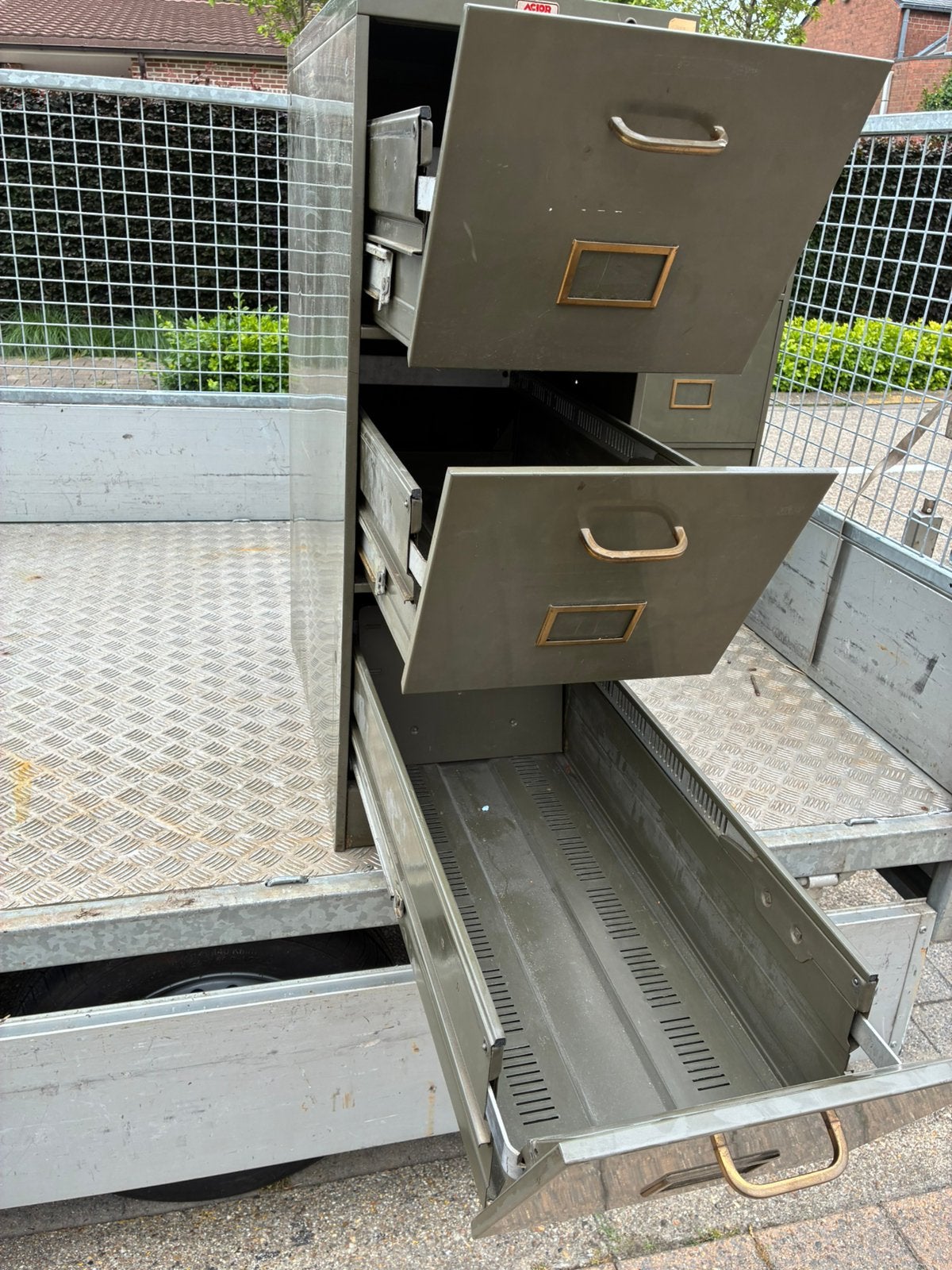 Vintage metalen schuiven, Ophalen, Minder dan 50 cm, Gebruikt, 100 tot 150 cm