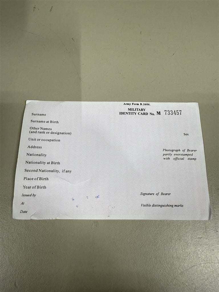 Militaire id kaart - Military identity card no M - Leeg, Verzamelen, Ophalen of Verzenden