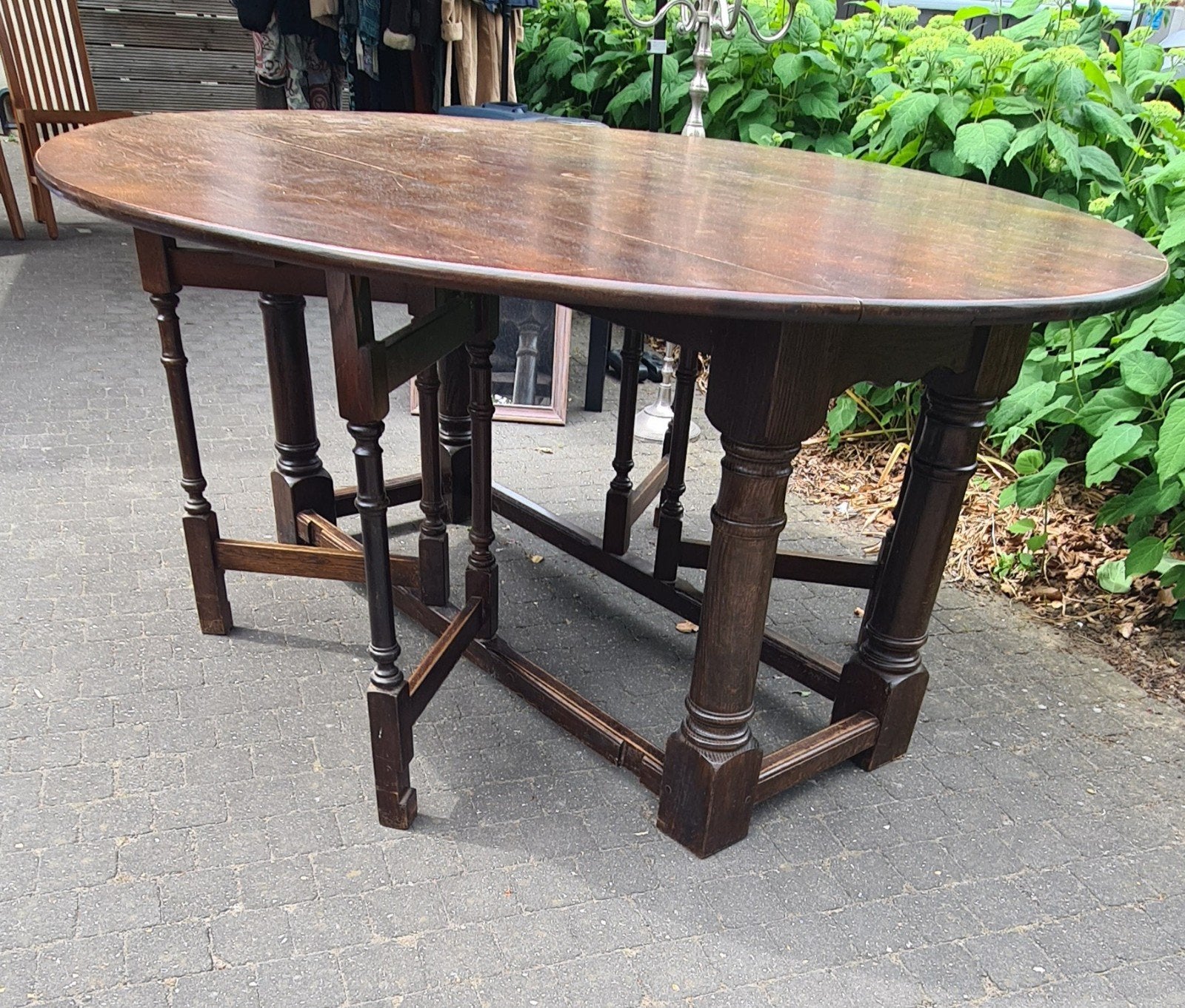Eiken ovale tafel inklapbaar, Ophalen
