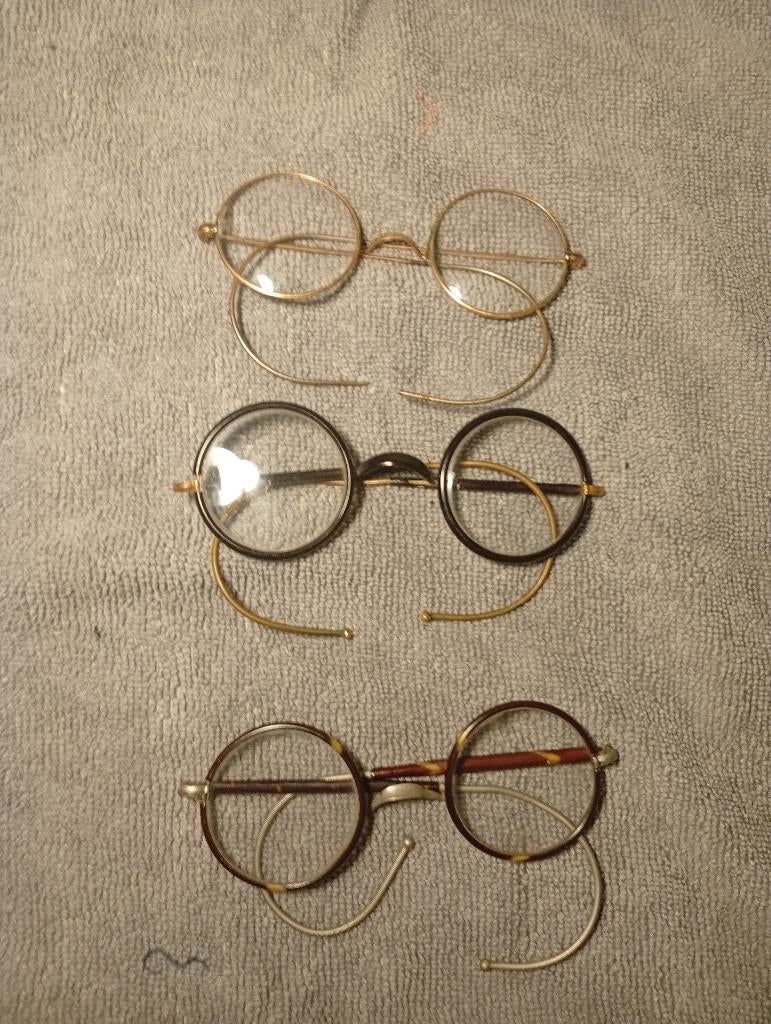 [ZELDZAAM] Set van 3 paar antieke glazen (1900-1930), Ophalen, Zwart, Bril