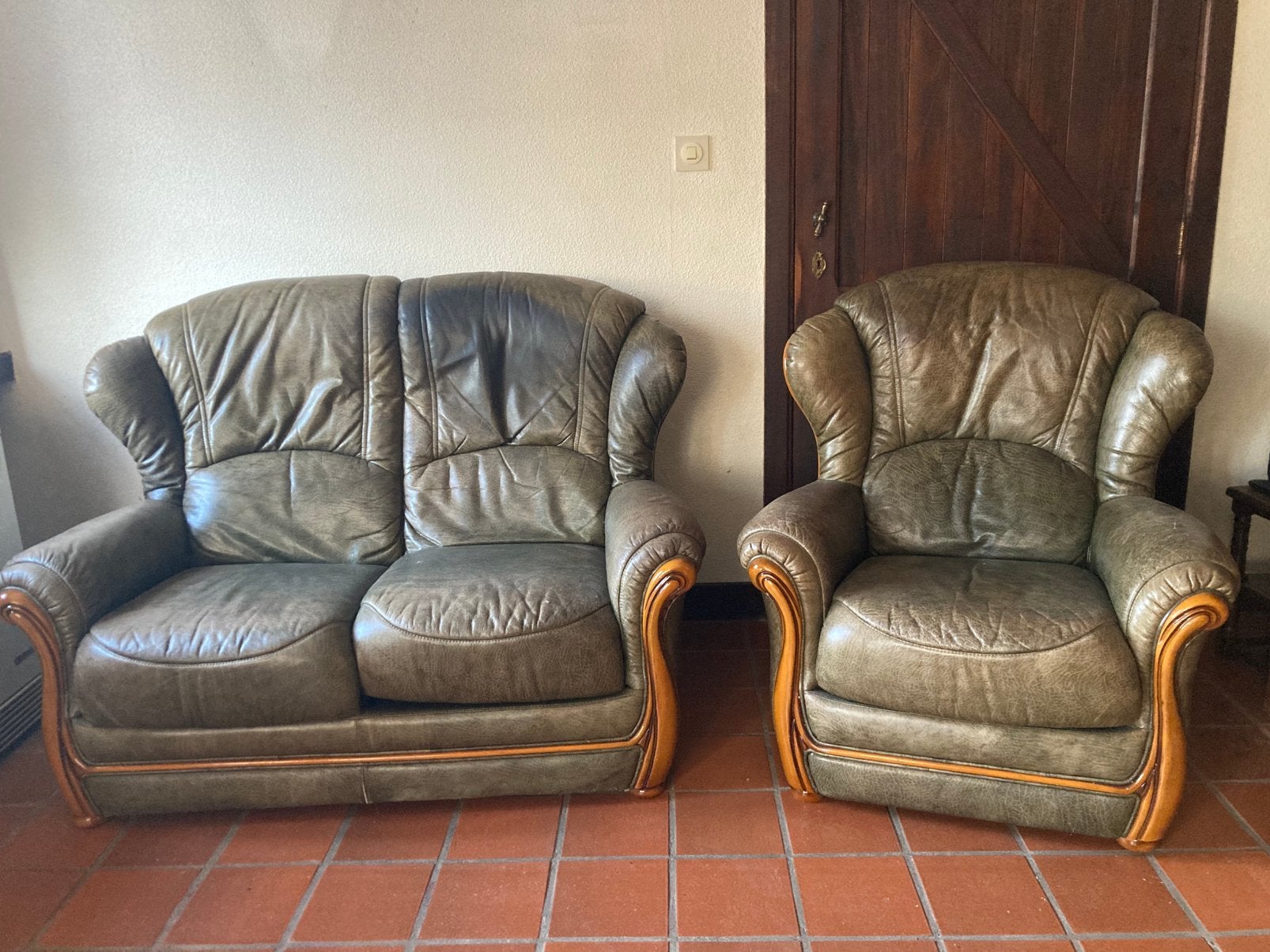 Lederen salon, Ophalen, Gebruikt, Leer