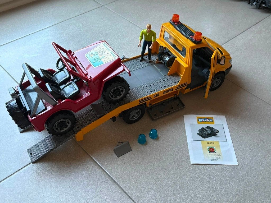 Bruder - Camion de remorquage, avec jeep et 1 personnage, Enfants & Bébés, Enlèvement, Utilisé