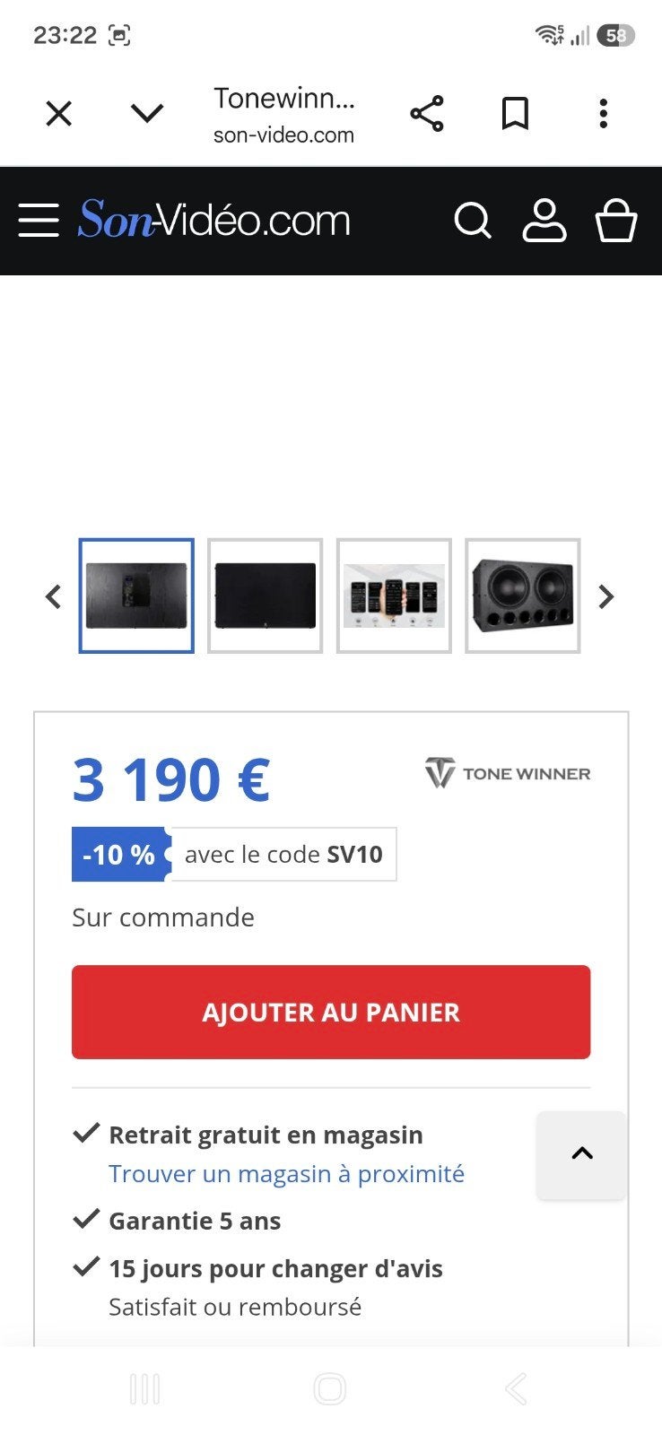 a vendre caisson de basse tonne winner d8000 pro, Enlèvement