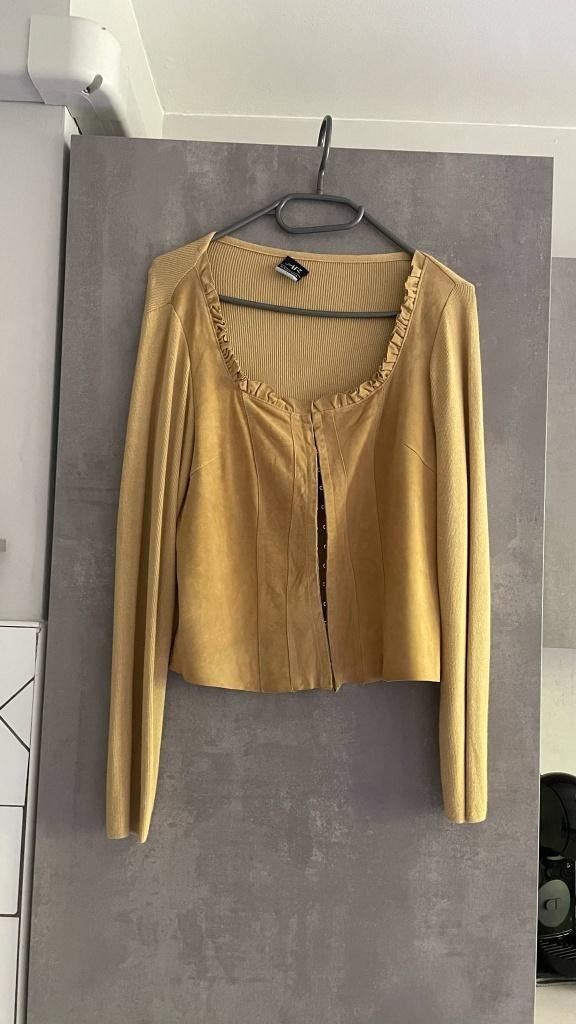 BLOUSE bi matière camel manches longues M/L, Enlèvement ou Envoi, Comme neuf, Taille 38/40 (M), Autres couleurs
