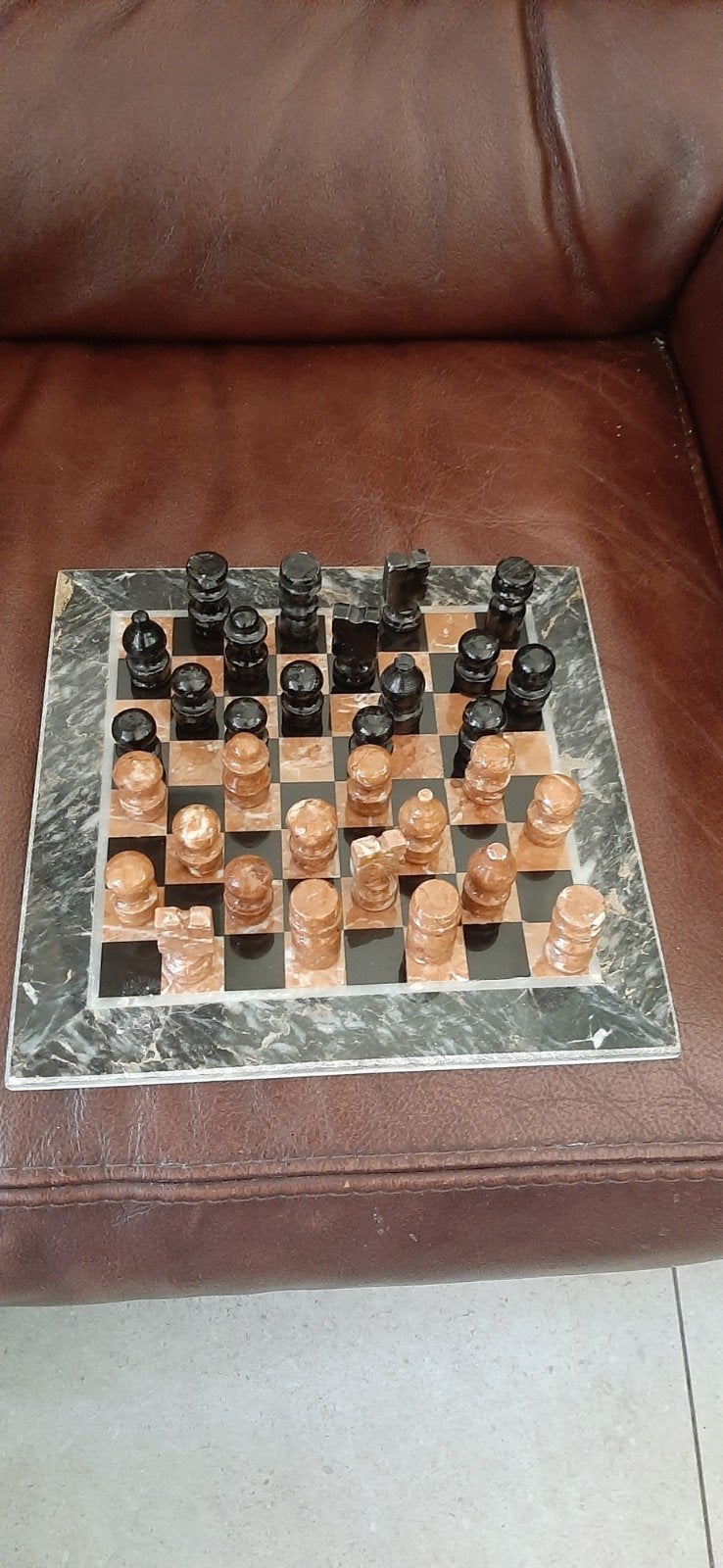 Marmeren Schaakspel - Luxe en Compleet, Antiek en Kunst, Ophalen of Verzenden