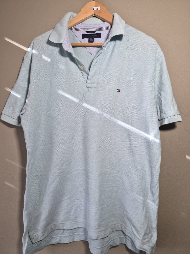 Thommy hilfiger | polo's met korte mouwen | blauw  | L, Enlèvement ou Envoi, Taille 52/54 (L), Porté, Thommy Hilfiger