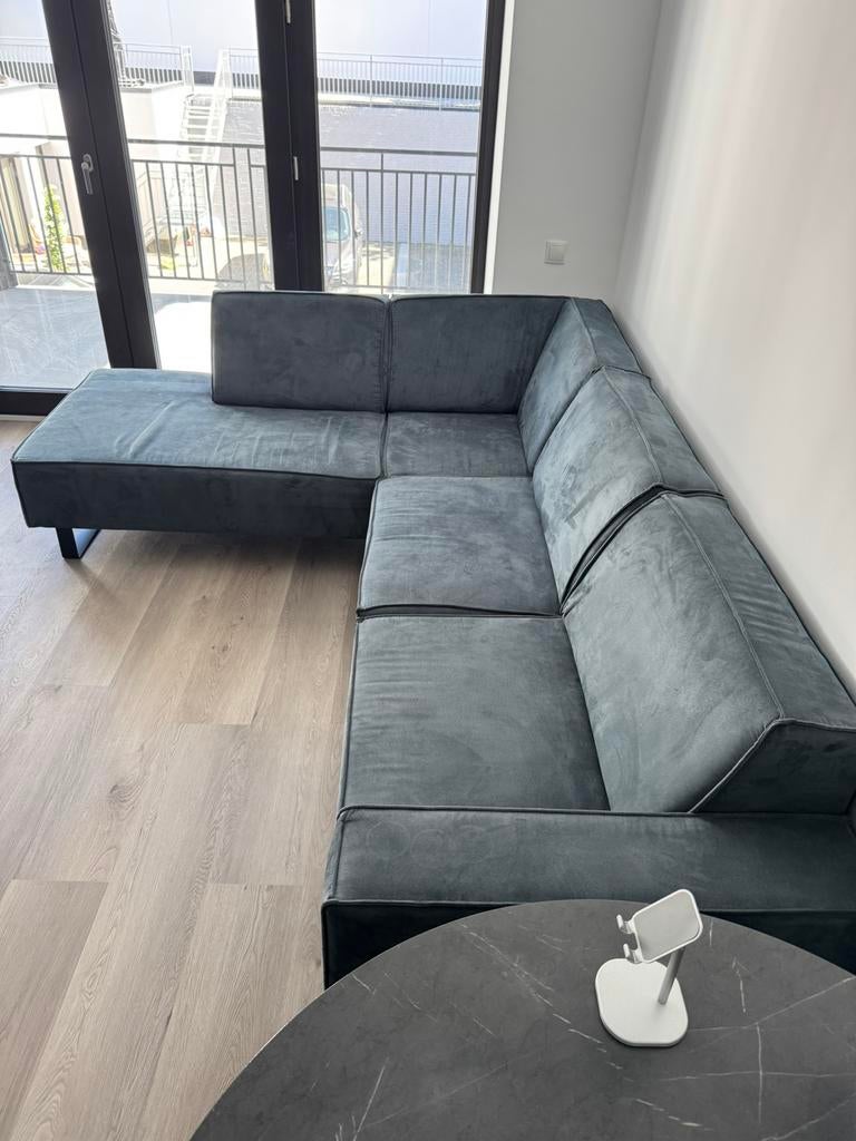 Moderne L-hoekbank 270 cm, velvet, zo goed als nieuw,2 delen, Huis en Inrichting, Ophalen, Zo goed als nieuw, Stof