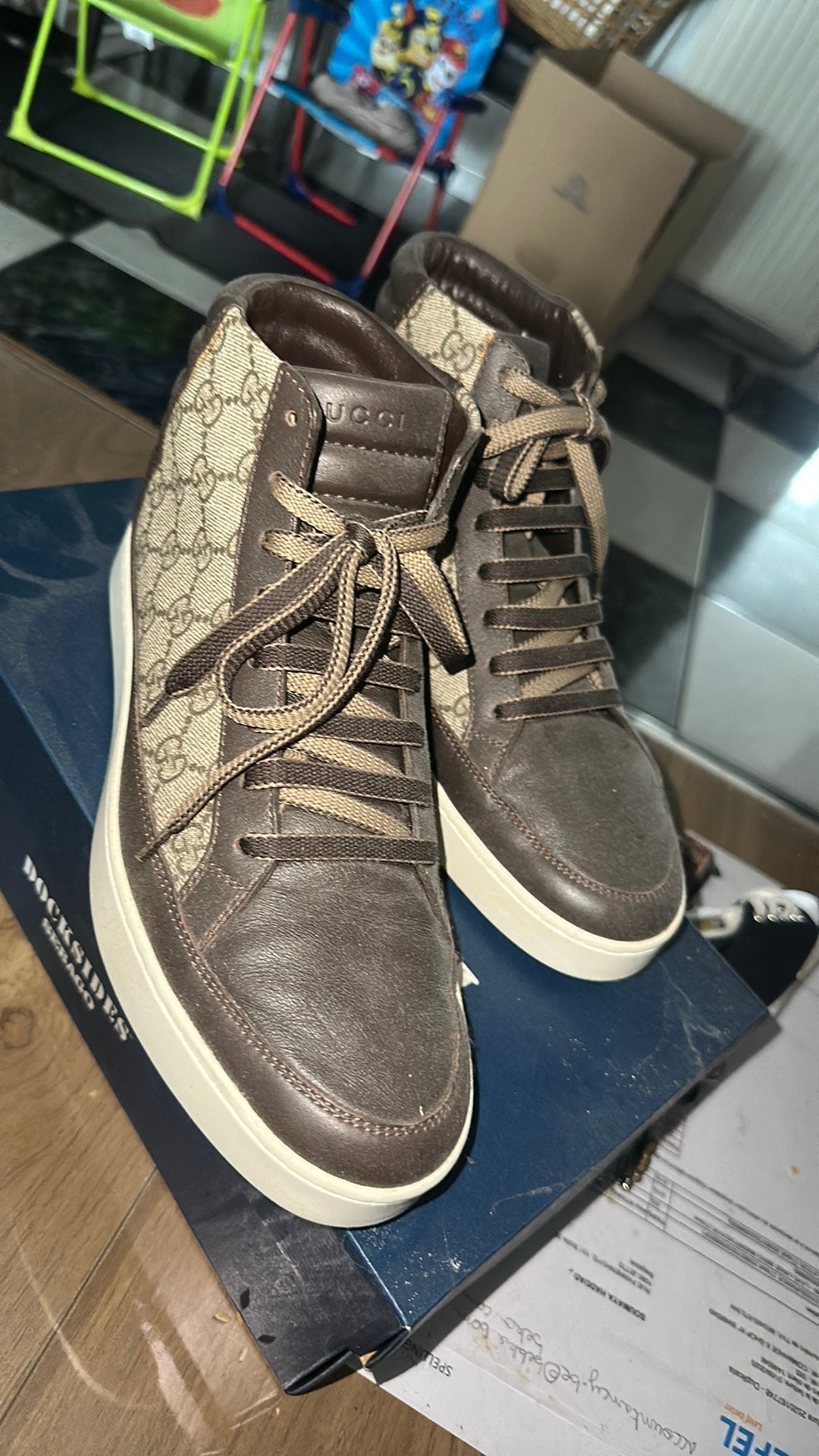 Baskets montantes Gucci GG Supreme -Taille 41.5/42), Vêtements | Hommes, Enlèvement, Comme neuf, Noir, Baskets