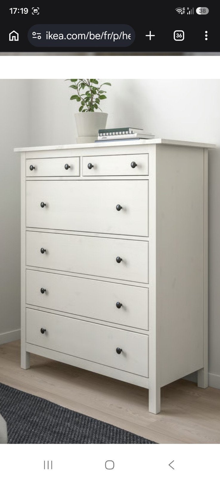 Commode 6 tiroirs Hemnes blanche, Maison & Meubles, Enlèvement