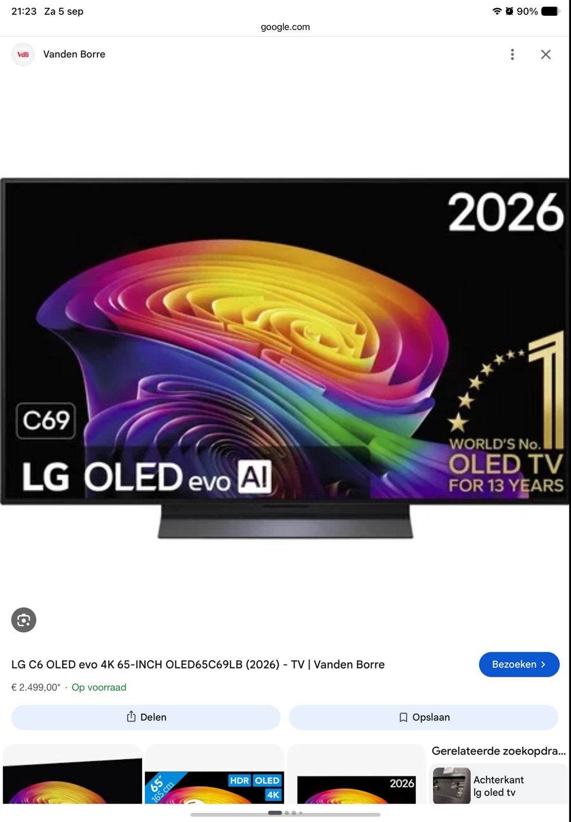 Tv lg 65C6 2026 zonder doos, Tickets & Billets