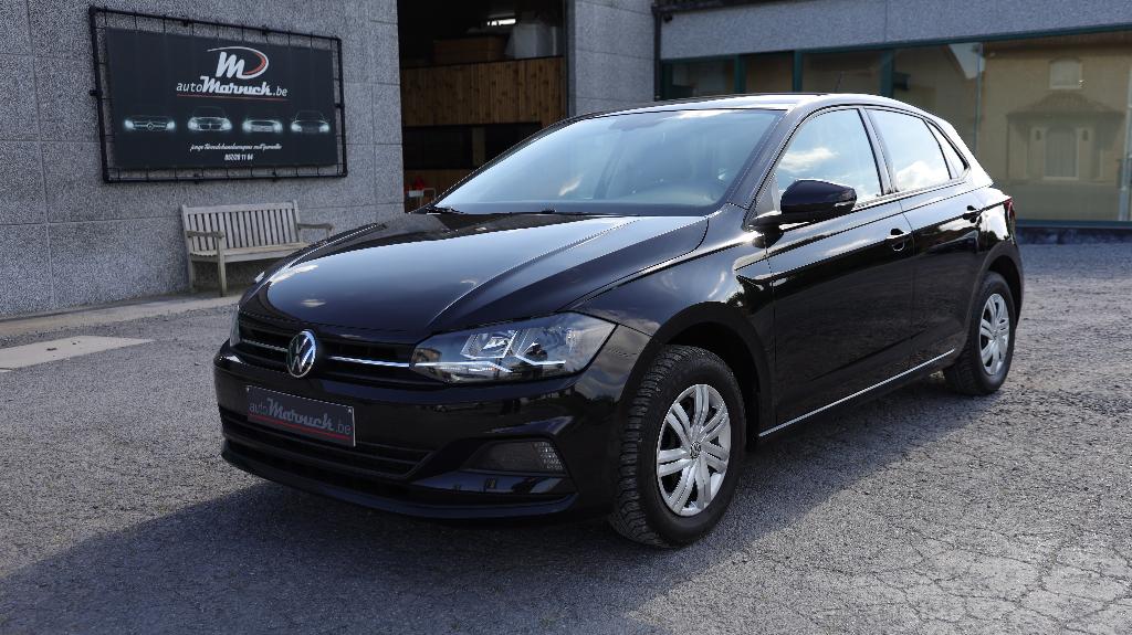 VW Polo 1,0i 2021 GPS-Cruise-PDC-Apple-Front assist, Auto's, Zwart, Bedrijf, 5 deurs, 59 kW