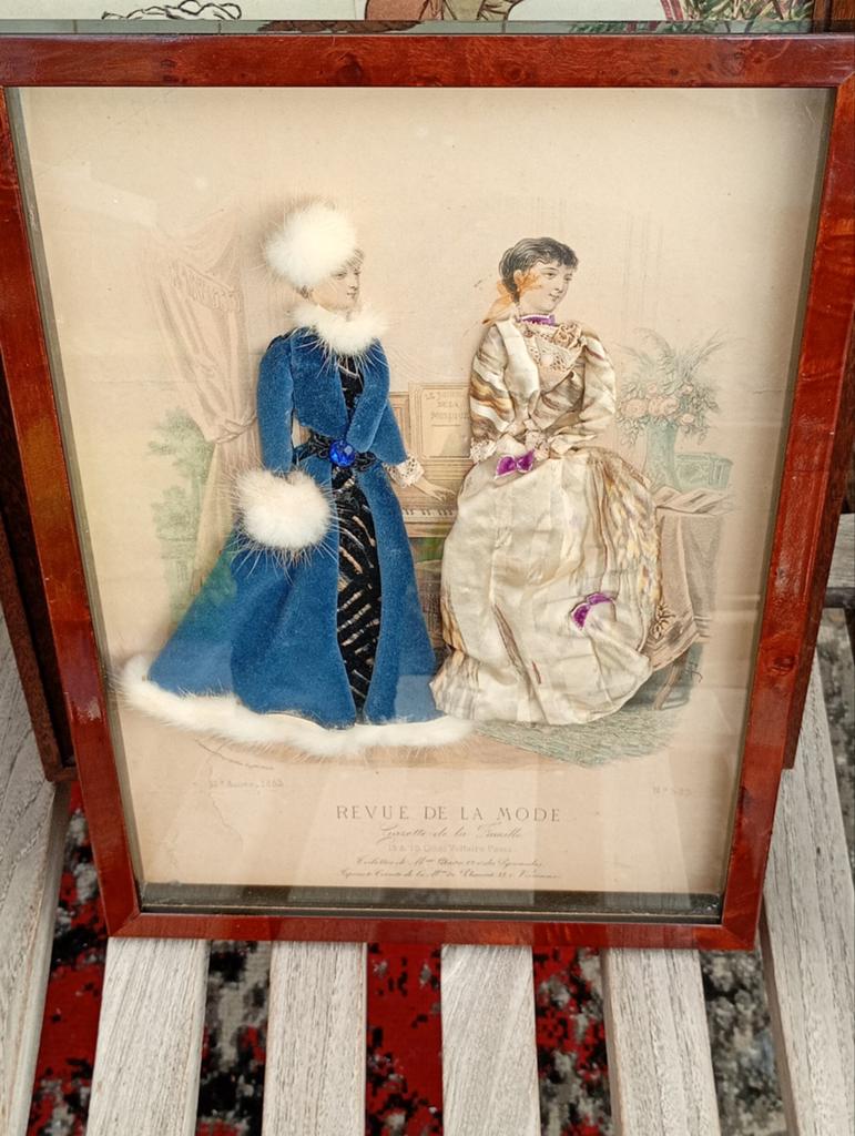 Antieke Franse stoffen modeprent, Ophalen of Verzenden