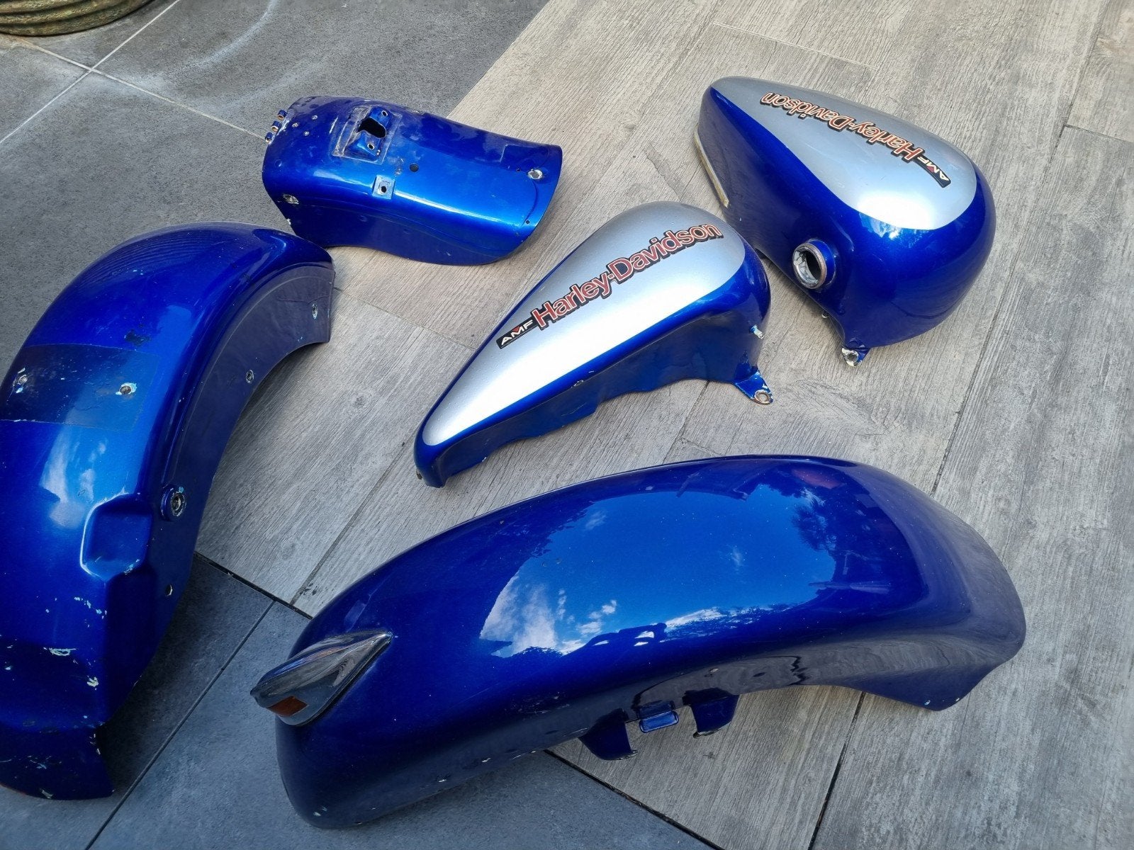 spuitset en topbox en zadel met pin flh chovel, Motoren, Ophalen, Gebruikt