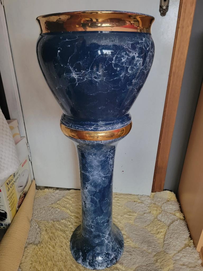 bloempot zuil marmer look, Ophalen, Zo goed als nieuw