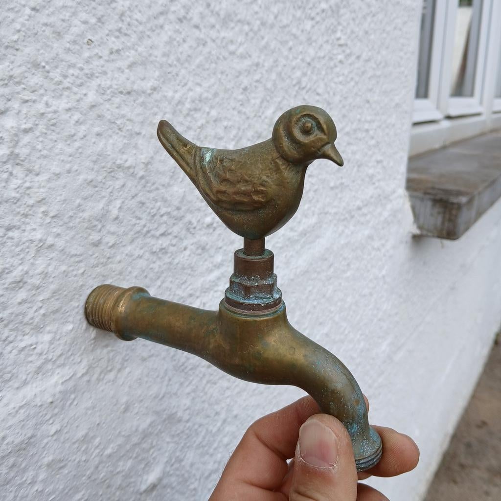 vintage koperen kraan met decoratief ventiel, Antiek en Kunst, Ophalen of Verzenden