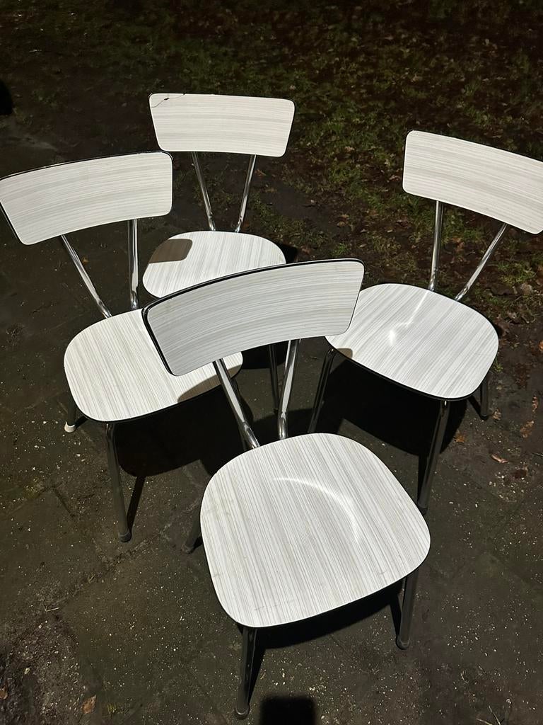 Vintage Diner Keuken stoel 4st, Huis en Inrichting, Stoelen, Ophalen, Diner Vintage, Wit, Zo goed als nieuw
