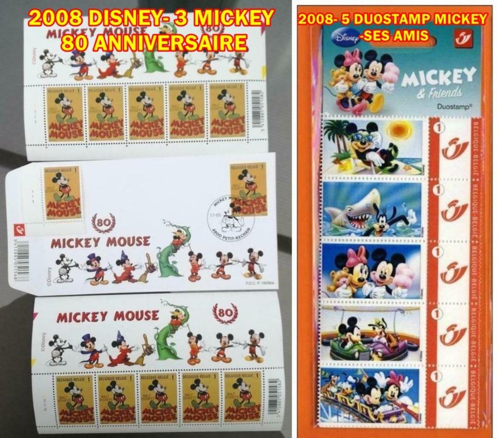 2008 DISNEY- 4  MICKEY--- 80 ANNIVERSAIRE, Enlèvement ou Envoi, Mickey Mouse, Neuf, Autres types