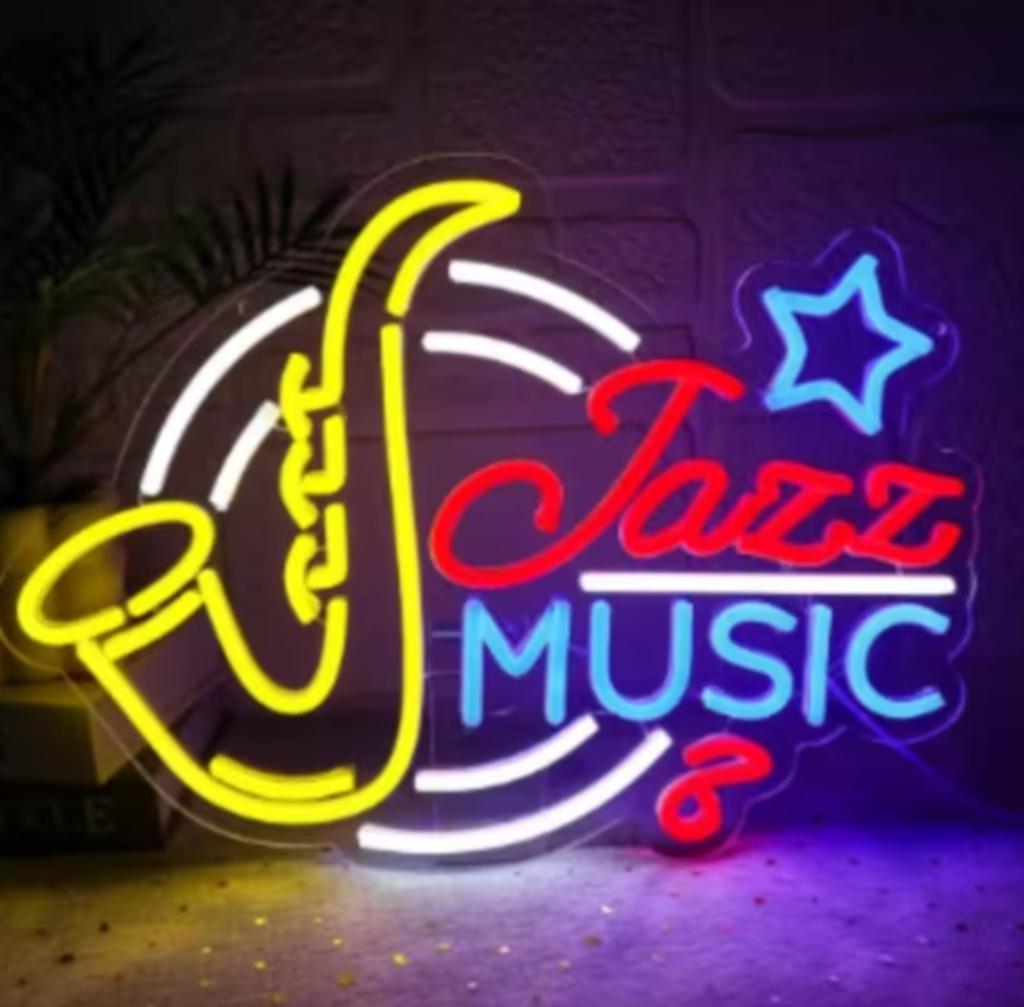 LED lamp neon stijl Jazz Music (38x28cm), Ophalen of Verzenden, Nieuw, Lichtbak of (neon) lamp
