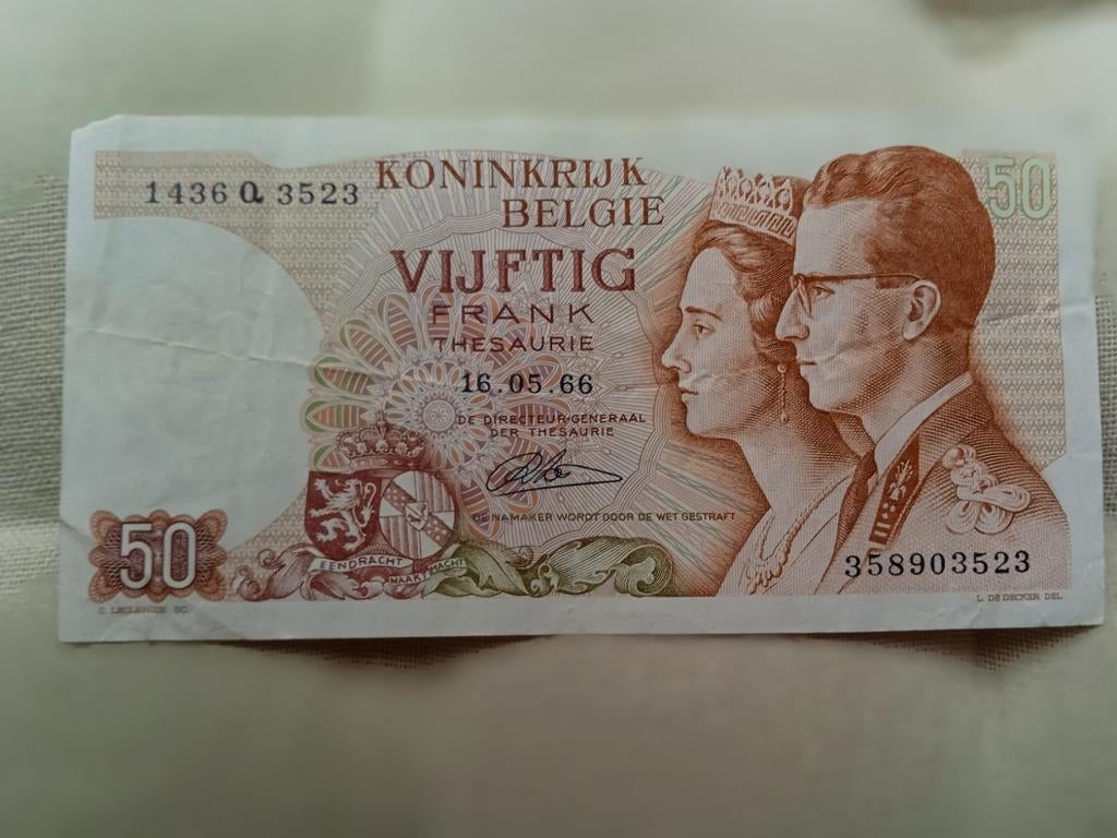 7 billets (50 francs belges), également vendus à l'unité, Enlèvement ou Envoi
