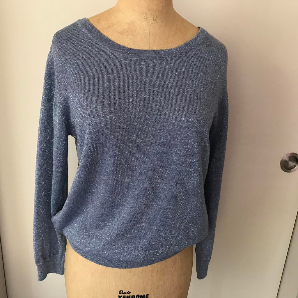 Lurex lichtblauw truitje van Orfeo, maat S, Blauw, Ophalen of Verzenden, Zo goed als nieuw, Maat 36 (S)