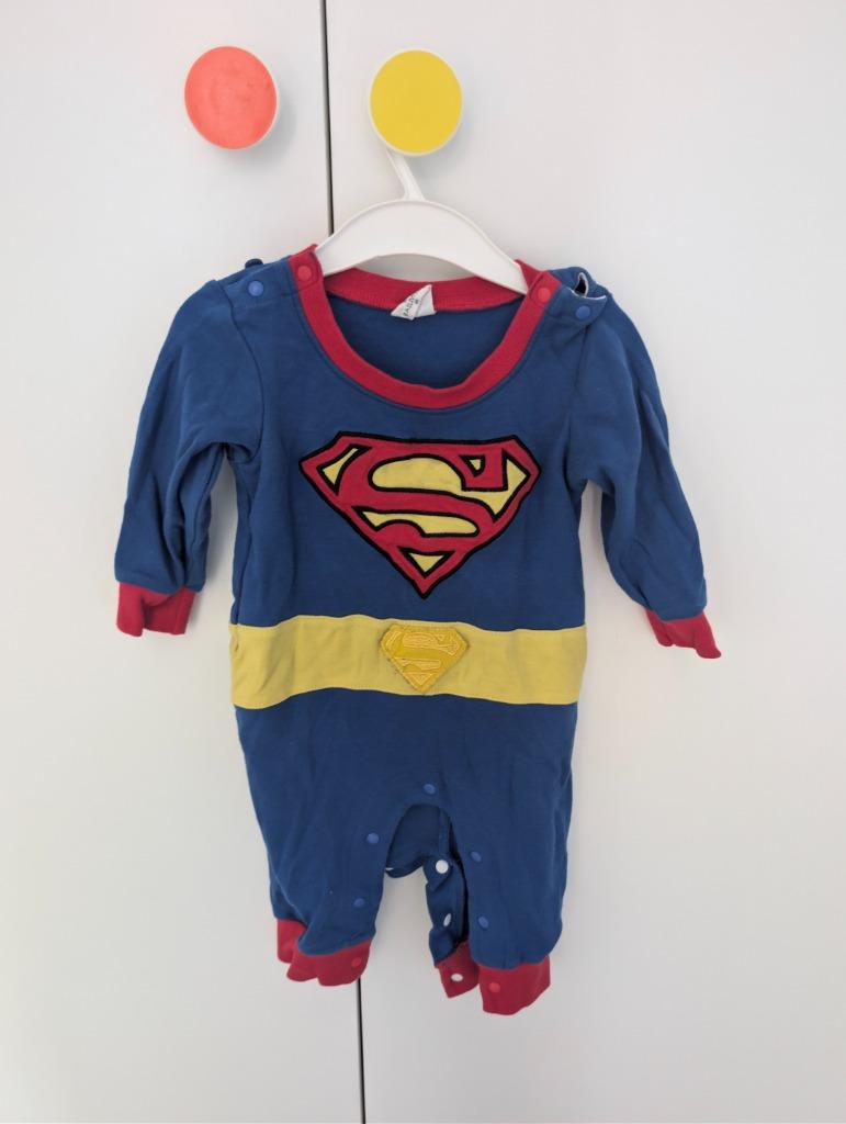 Superman rompertje met lange mouwen voor baby's, Ophalen of Verzenden, Gebruikt, Jongetje of Meisje, Nacht- of Onderkleding