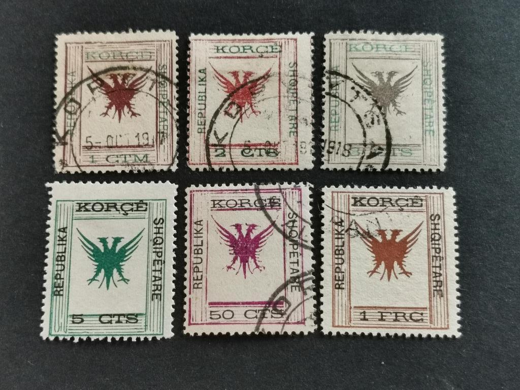 Albanie 1917 - Korce - dubbelhoofdige adelaar, vogels, Ophalen of Verzenden, Overige landen, Gestempeld