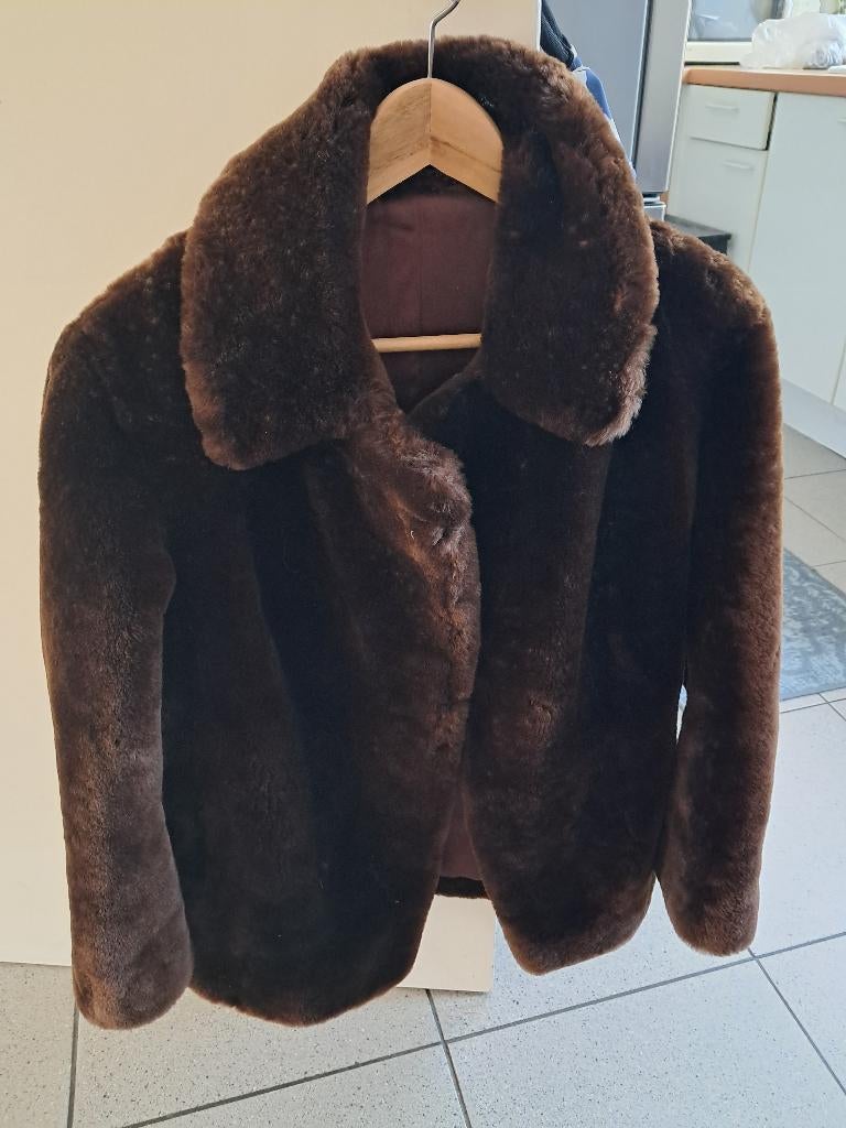 Korte Bruine jas ,pels, Ophalen, Zo goed als nieuw, Maat 42/44 (L), Bruin