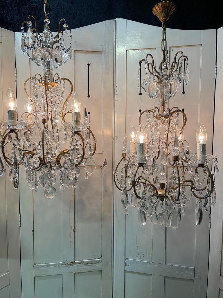 2 bij elkaar PASSENDE Frans/Italiaanse Kroonluchters, Antiek en Kunst, Antiek | Verlichting, Ophalen of Verzenden