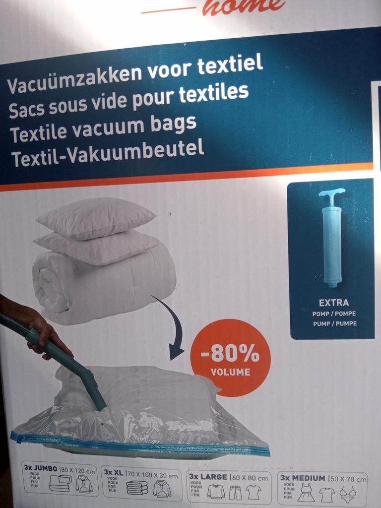 Vacuumzakken textiel, Ophalen