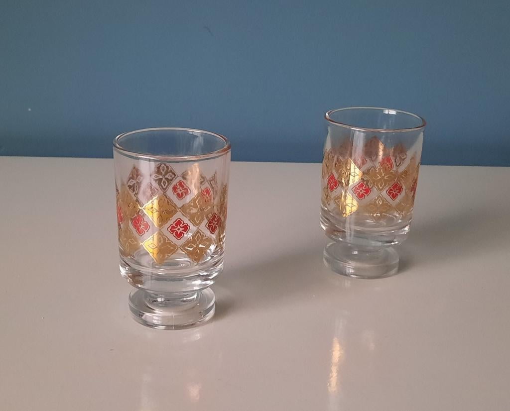 2 vintage likeur/shot glazen, Antiek en Kunst, Ophalen of Verzenden