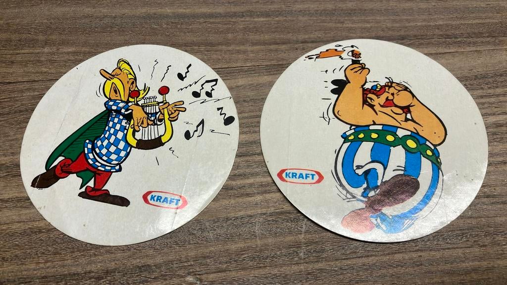Asterix : 3 stickers 1971 van Kraft, Ophalen of Verzenden, Zo goed als nieuw, Strip of Tekenfilm