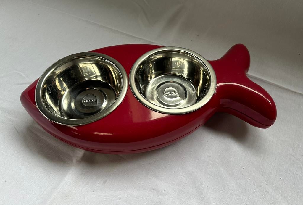 Hing ‘The Fish Bowl’ rood - voederbak, Dieren en Toebehoren, Ophalen of Verzenden, Zo goed als nieuw