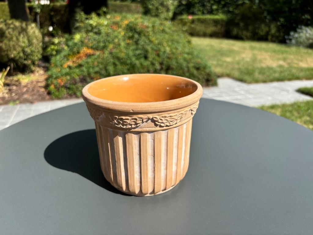 Mooie terracotta bloempot Italiaanse decoratie, Ophalen, Zo goed als nieuw, Terracotta