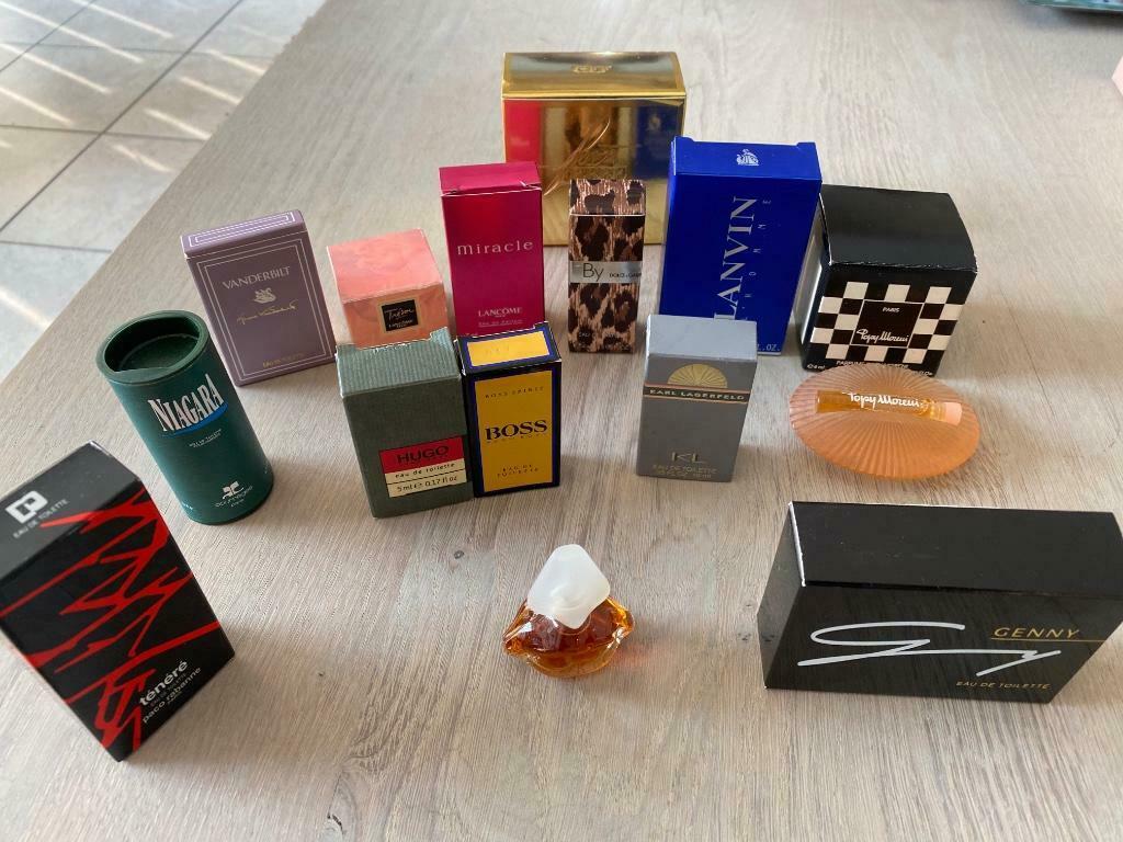 Vintage miniatuur Parfumflesjes, Ophalen, Gebruikt, Miniatuur, Gevuld