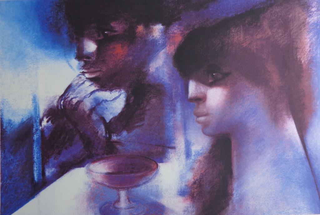 ROGER SOMVILLE / APERO TIME / KLEURZEEFDRUK / 60x79cm / SIG, Antiquités & Art, Art | Lithographies & Sérigraphies, Signé, Enlèvement ou Envoi