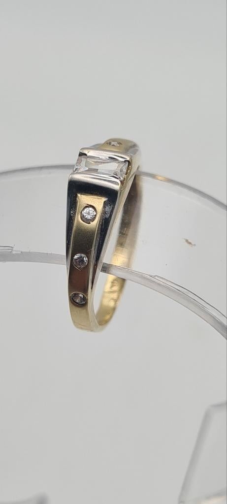 14k 585 gouden ring met witgoud, Gebruikt, Verzenden, 17 tot 18, Dame