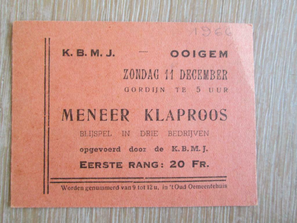 Toegangskaart 1966 KBMJ Ooigem, Verzenden