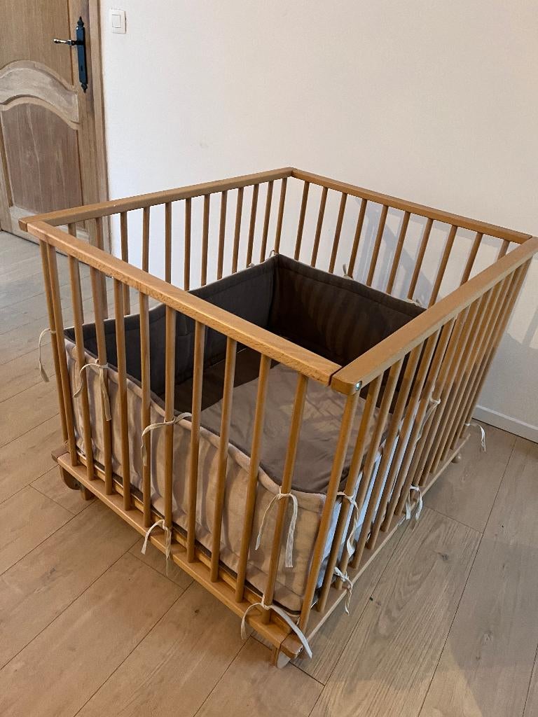 Baby park Bobita hout + omranding/kleed Quax, Kinderen en Baby's, Ophalen, Zo goed als nieuw, Vierkant, In hoogte verstelbaar