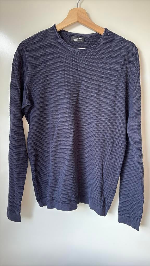 Dunne blauwe trui (gewafeld) (S), Vêtements | Hommes, Pulls & Vestes, Enlèvement ou Envoi, Zara Man, Porté, Bleu
