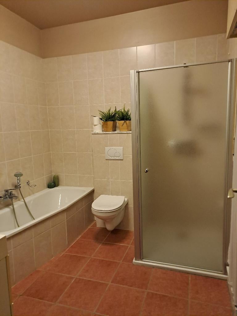 Douche 9090 cm met spatscherm en thermostatische kraan, Ophalen, Zo goed als nieuw, Glas, Douche