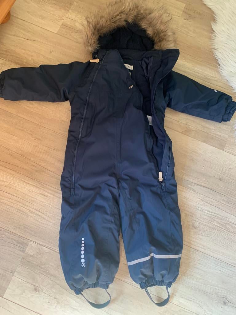 Blauw skipak Minymo, maat 98/104 - zo goed als nieuw!, Ophalen, Zo goed als nieuw