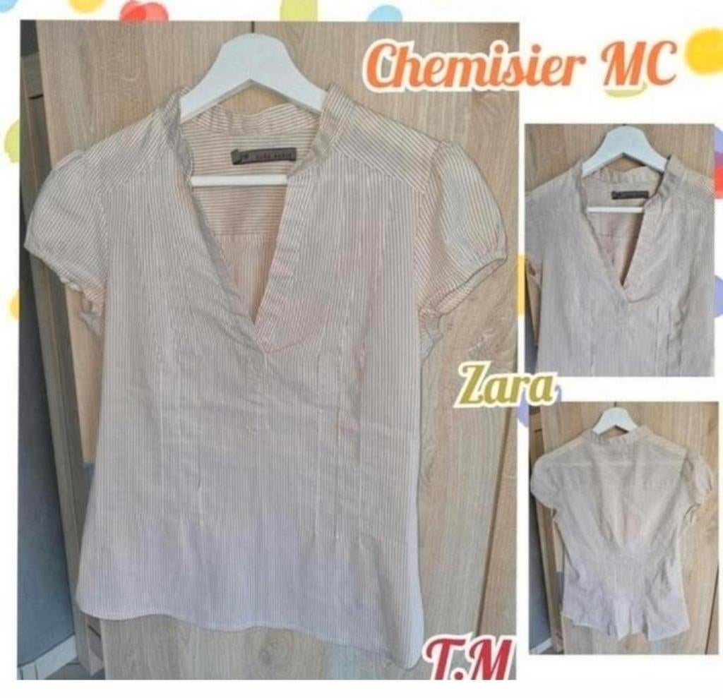 Chemise MC pour femme-beige-Zara-T.M, Zara, Enlèvement ou Envoi, Porté