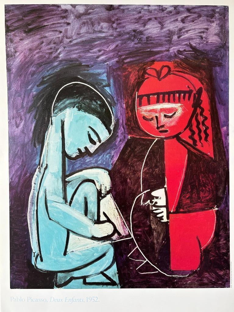 PICASSO - Affiche originale « Deux enfants » 1990 - 80 x 60, Antiquités & Art, Enlèvement ou Envoi